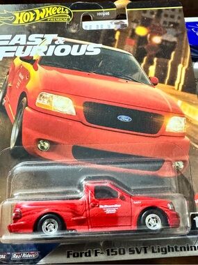 Hot Wheels Premium Ford F-150 SVT Lightning Toy Truck - Red 1/5